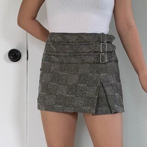 y2k Express black and white checkered mini skirt